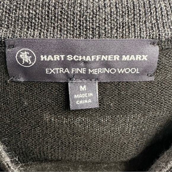 Hart Schaffner Marx Mens Size Medium Extra Fine Merino Wool Pullover Zip Sweater - Picture 3 of 8